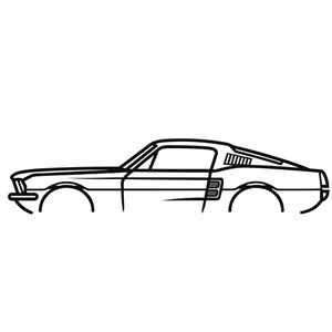 1967 Ford Mustang Fastback Silhouette Metal Wall Art
