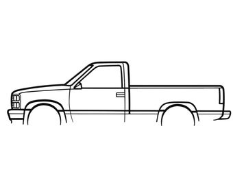 1991 Chevrolet Silverado Single Cab Silhouette Metal Wall Art