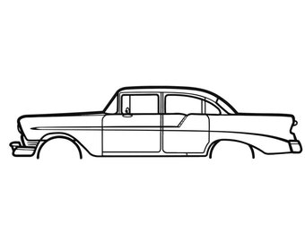 1956 Chevrolet Bel Air Sedan Silhouette Metal Wall Art