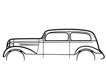 1936 Chevrolet Sedan Silhouette Metal Wall Art