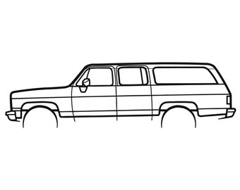 1989 Chevrolet Suburban Silhouette Metal Wall Art
