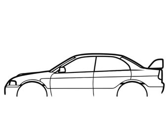 1999 Mitsubishi Lancer Evo 6 Silhouette Metal Wall Art