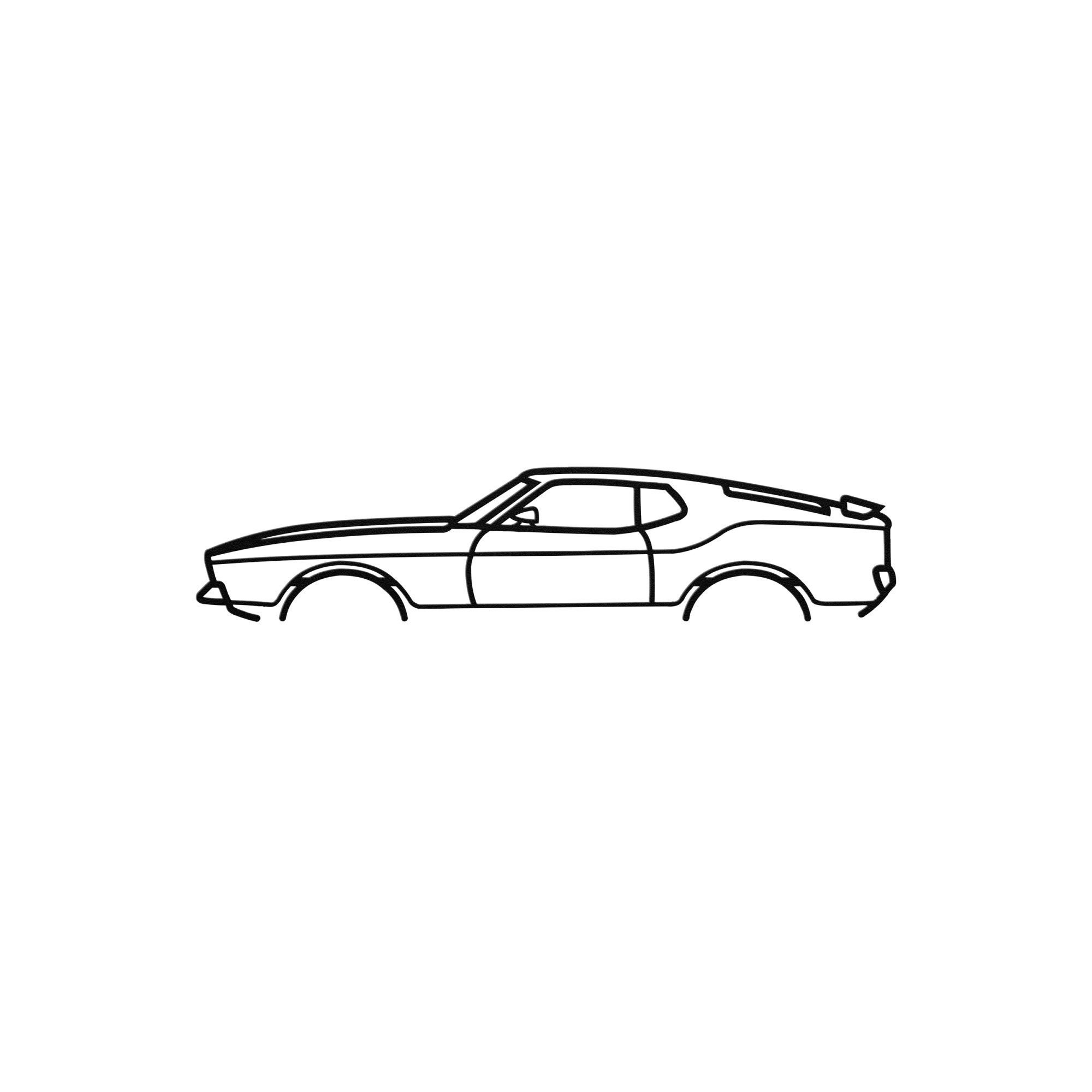 1971 Ford Mustang Mach 1 Silhouette Metal Wall Art