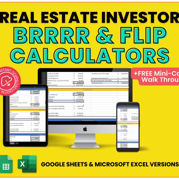 Real Estate Flip Spreadsheet Etsy