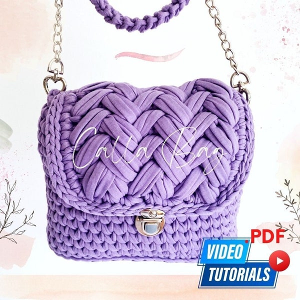 Gehäkelte Tasche Muster Video Anleitung, Crossbody mit Puffstich PDF Video Anleitung Download, DIY gehäkelte Geldbörse, Calla Tasche Muster