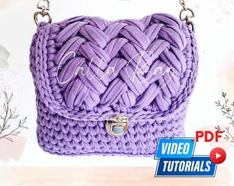 Gehaakte tas patroon video-tutorial, crossbody met bladerdeeg PDF video-tutorial downloaden, DIY gehaakte tas, calla tas patroon