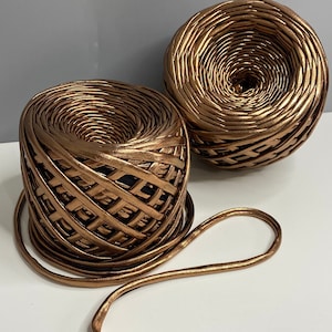 Metallic  BROWN Yarn Premium, Glossing Thread, Knitting yarn , Metallic yarn for bags, Polyester DIY crochet basket