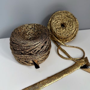 Metallic snake GOLD  Yarn Premium, Glossing Thread, Knitting yarn, Metallic yarn for bags, Polyester yarn, DIY crochet basket