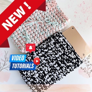 EASY Crochet laptop, iPad sleeve video tutorial - Beginner Friendly Crochet Tutorial, Personalize Gift for Work and Student, laptop cover