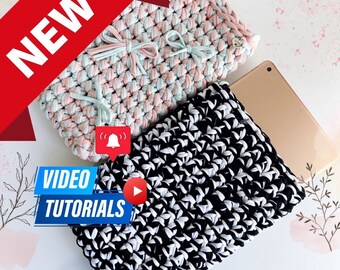 EASY Crochet laptop, iPad sleeve video tutorial - Beginner Friendly Crochet Tutorial, Personalize Gift for Work and Student, laptop cover