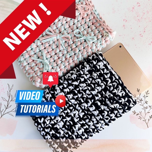 EASY Crochet laptop, iPad sleeve video tutorial - Beginner Friendly Crochet Tutorial, Personalize Gift for Work and Student, laptop cover