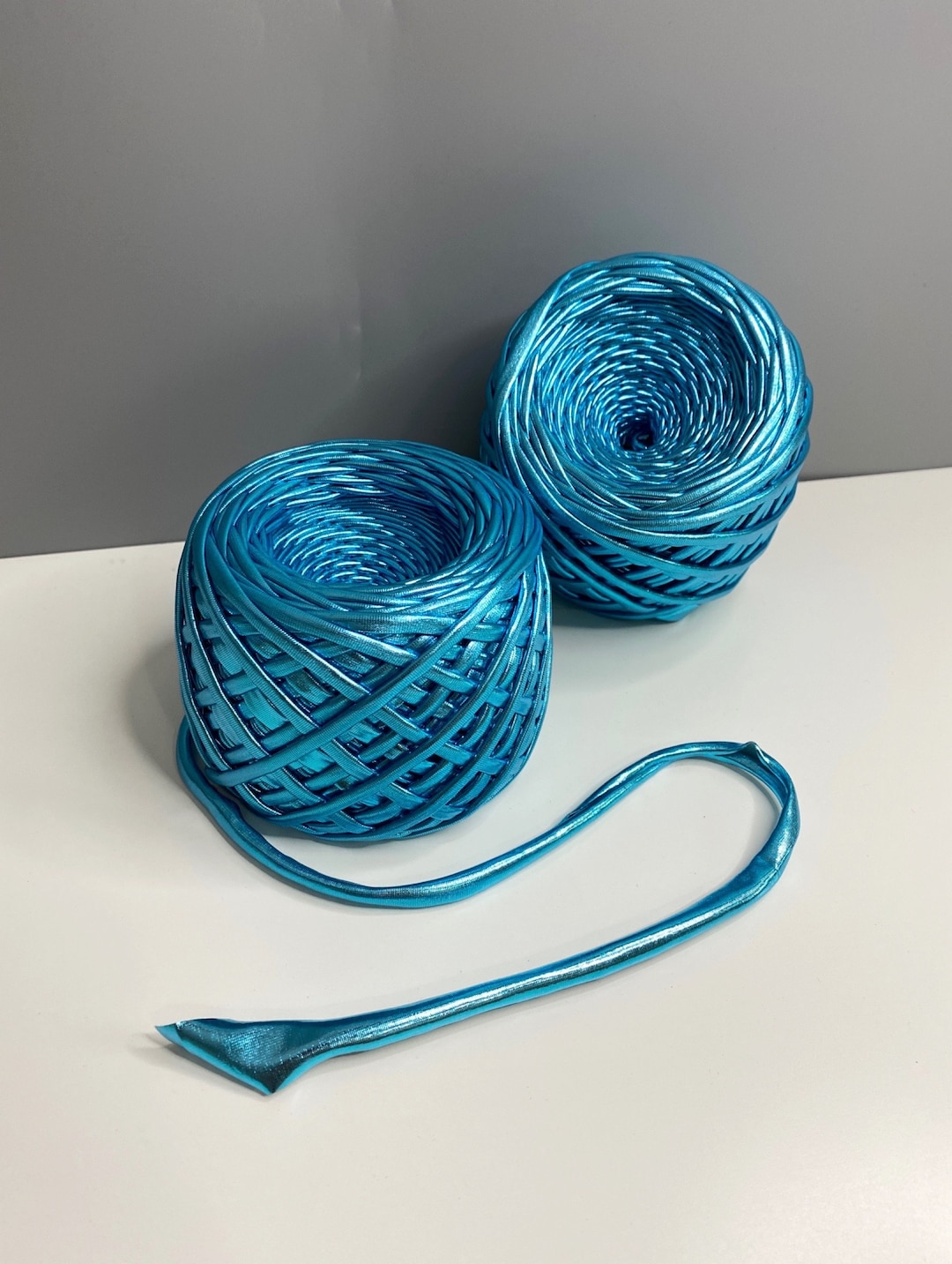 Metallic LIGHT BLUE Yarn Premium Glossing Thread Knitting - Etsy