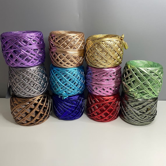 Metallic Gold Yarn Premium, Glossing Thread, Knitting Yarn, Metallic Yarn  for Bags, Polyester Yarn, DIY Crochet Basket 