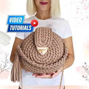 Multi Languages subtitles , Crochet Round Bag Video Tutorial, Step by Step Pattern, Creative Crocheting Gift Idea