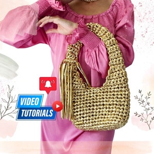 Shoulder Crochet Bag Video Tutorial, Multi Languages subtitles, Step by Step Pattern, Creative Crocheting Gift Idea, Egg bag