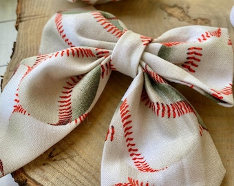 Baseball Sailor Bow Hair Clip, Cottagecore Baseball Hair Accessory, Game Day Glam Bow, Softball Team Spirit Gift, Sports Fan Hair Bow
