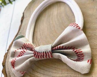 Baseball Nylon Baby Headband, Mama and Me Hair Accessories, Baseball Pattern Bow for Baby