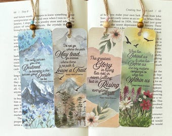 Ralph Waldo Emerson Quote Bookmarks, Inspirational Gift, Graduation Gift for Him or Her, Literary Book Lover Gift, Set of 4 Bookmarks