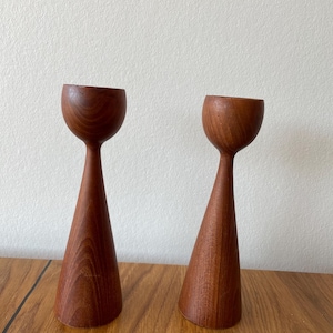 Pair of Danish Teak Candle Holders, 1970s – Scandinavian Modern.