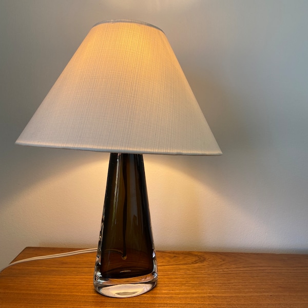 Olive Green Table Lamp by Carl Fagerlund for Orrefors, Sweden, 1950s.