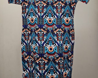 Round Neck Short Sleeve Ankara Dress