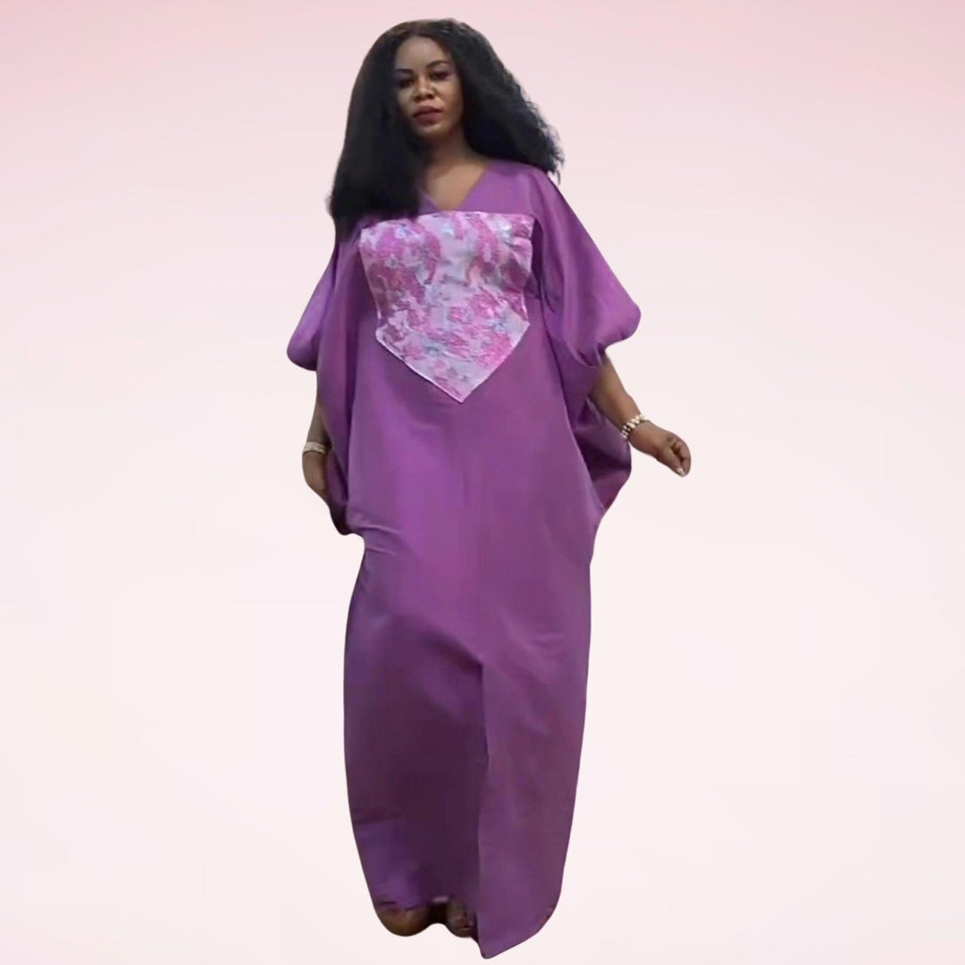 Purple Floral Maxi Kaftan Dress