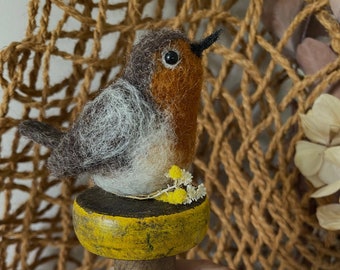 needle felted bird, red robin, robin redbreast, little bird, jenny wren, bird