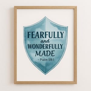 Fearfully and Wonderfully Made Wall Art | Psalm 139:1 Bible Verse Print | Boys Room Scripture Decor | Christian Digital Download