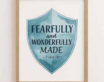 Fearfully and Wonderfully Made Wall Art | Psalm 139:1 Bible Verse Print | Boys Room Scripture Decor | Christian Digital Download