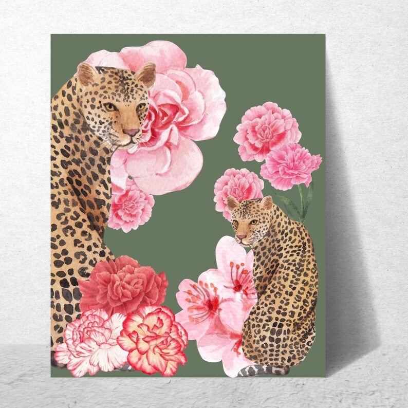 Leopard Floral Poster Home Decor Art, Digital Print, Wall Art ...