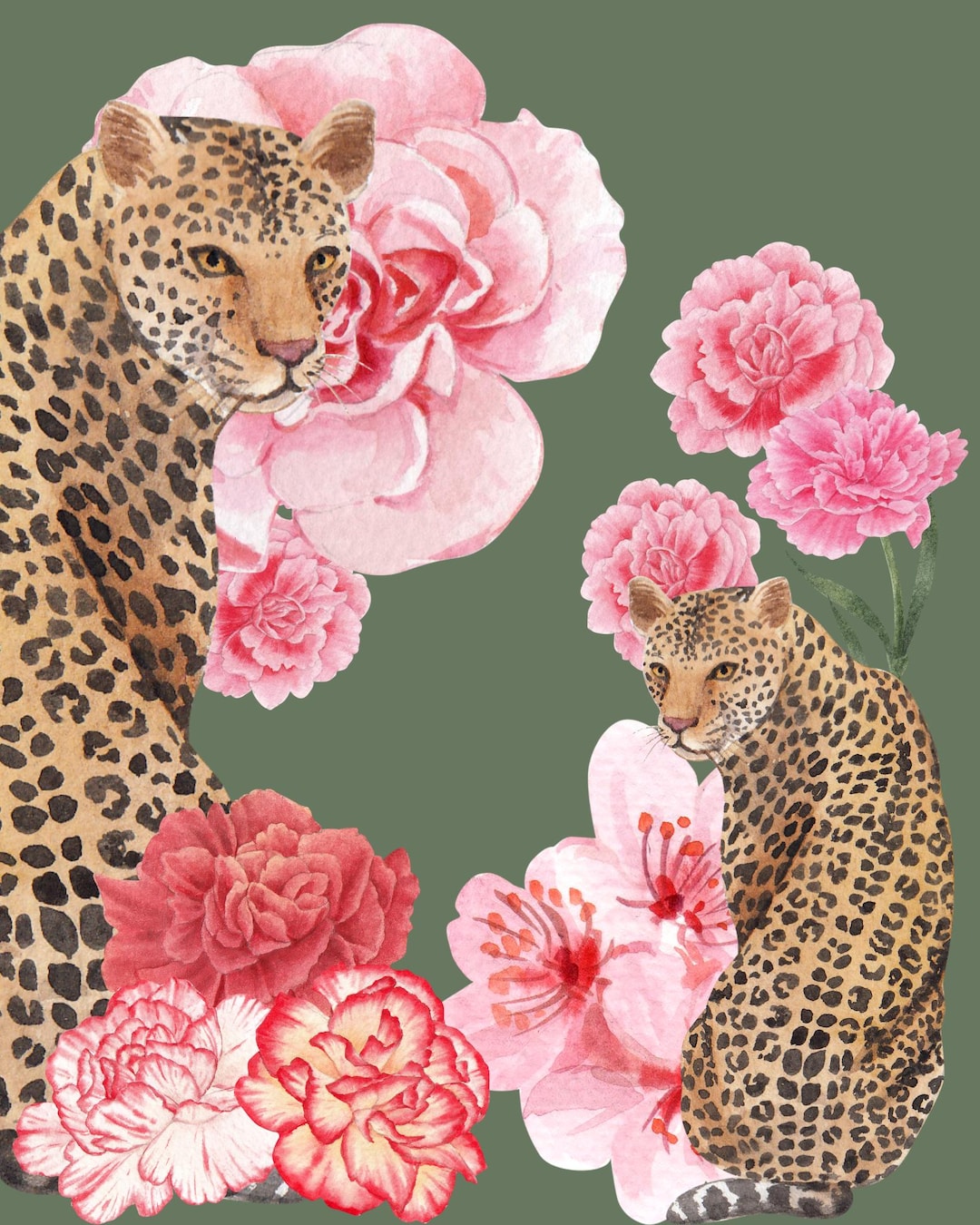 Leopard Floral Poster Home Decor Art, Digital Print, Wall Art ...