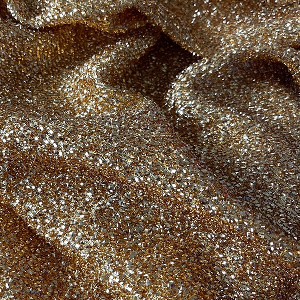 Gold Glitter Knit Fabric Etsy