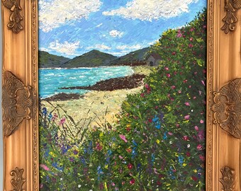 The Maine Event: pittura acrilica estiva Machiasport, 16 x 20