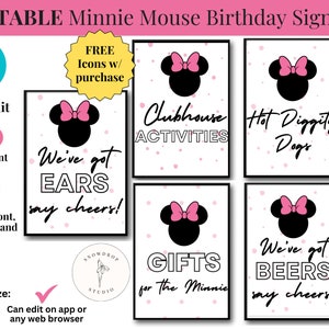 Oh Twodles Minnie Mouse Birthday| Minnie Party Posters Signs Decor 2nd Birthday Disney Girl Bundle Decorations Clubhouse Inside Gifts|Edit