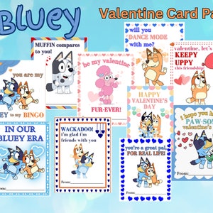 Bluey Valentine / Tarjeta de San Valentín / Tarjeta de San Valentín Bluey / Tarjeta de San Valentín Imprimible / Descargar Tarjetas