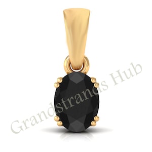 Natürlicher Schwarzer Spinell Solitär Anhänger, 925 Sterling Silber Anhänger, Anhänger für Halloween Geschenk, Oval Cut Solitär Anhänger, Geschenk für Frauen