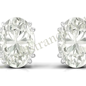 White Topaz Stud Earrings, 925 Sterling Silver Stud Earrings, Beautiful Rhodium Earrings, Oval Topaz Earrings, Gift for Bridal, Gift for Mom