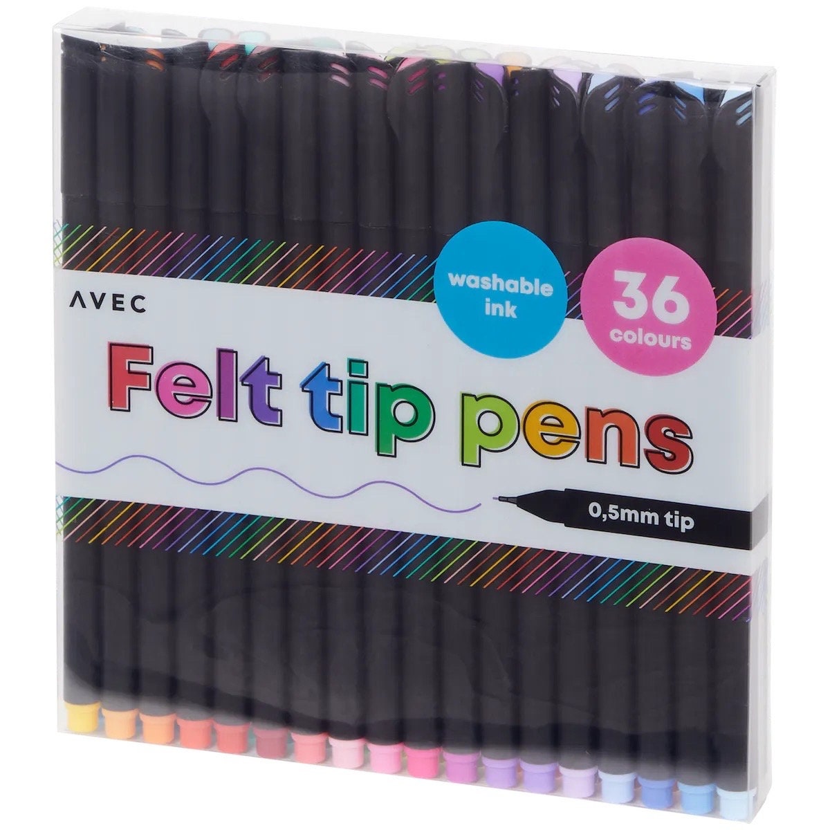 Felt Tip Pens, 35 Colored Fine Point Felt Pen with Fiber Tip, Water-Based  Ink, P 711181367232