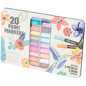 20 Professional Paint Markers, Waterproof Markers set, Wood Painting Markers, Ceramic, Glass, Wood, Canvas, Leather, Markers for adults kids