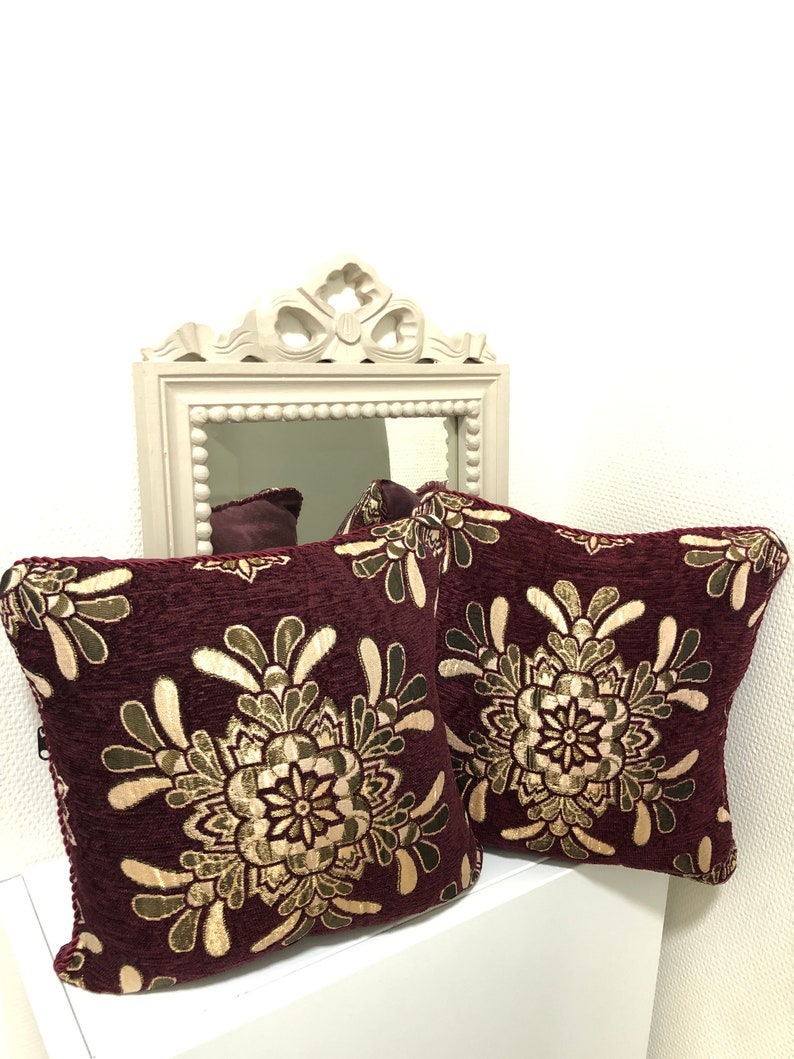 Royal Mughal Cushion Covers Set, Velvet Brocade Cushion Covers Set