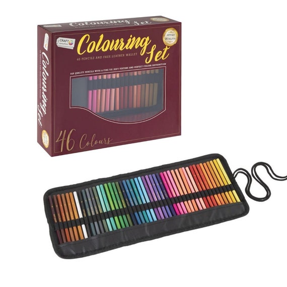 46 lápices de colores profesionales en elegante estuche enrollable