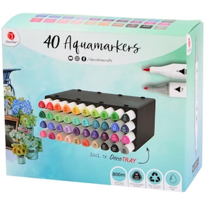 40 markeringen set dubbele punt met opbergruimte, Amerikaanse editie kleurmarkeringen, dubbele markeringen, dubbelzijdig, penseelpuntmarkeringen, professionele kleurmarkeringsset