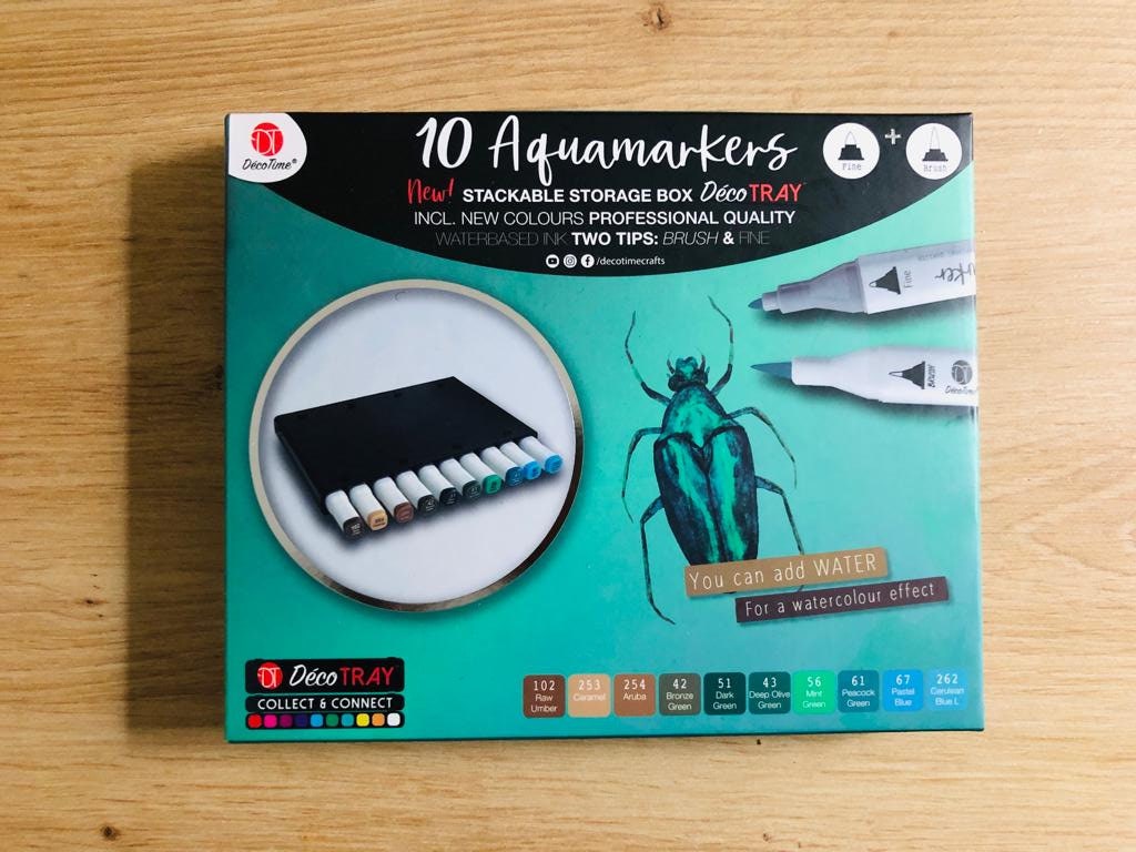 10 AquaMarkers Dual Tip avec rangement, marqueurs aquarelle