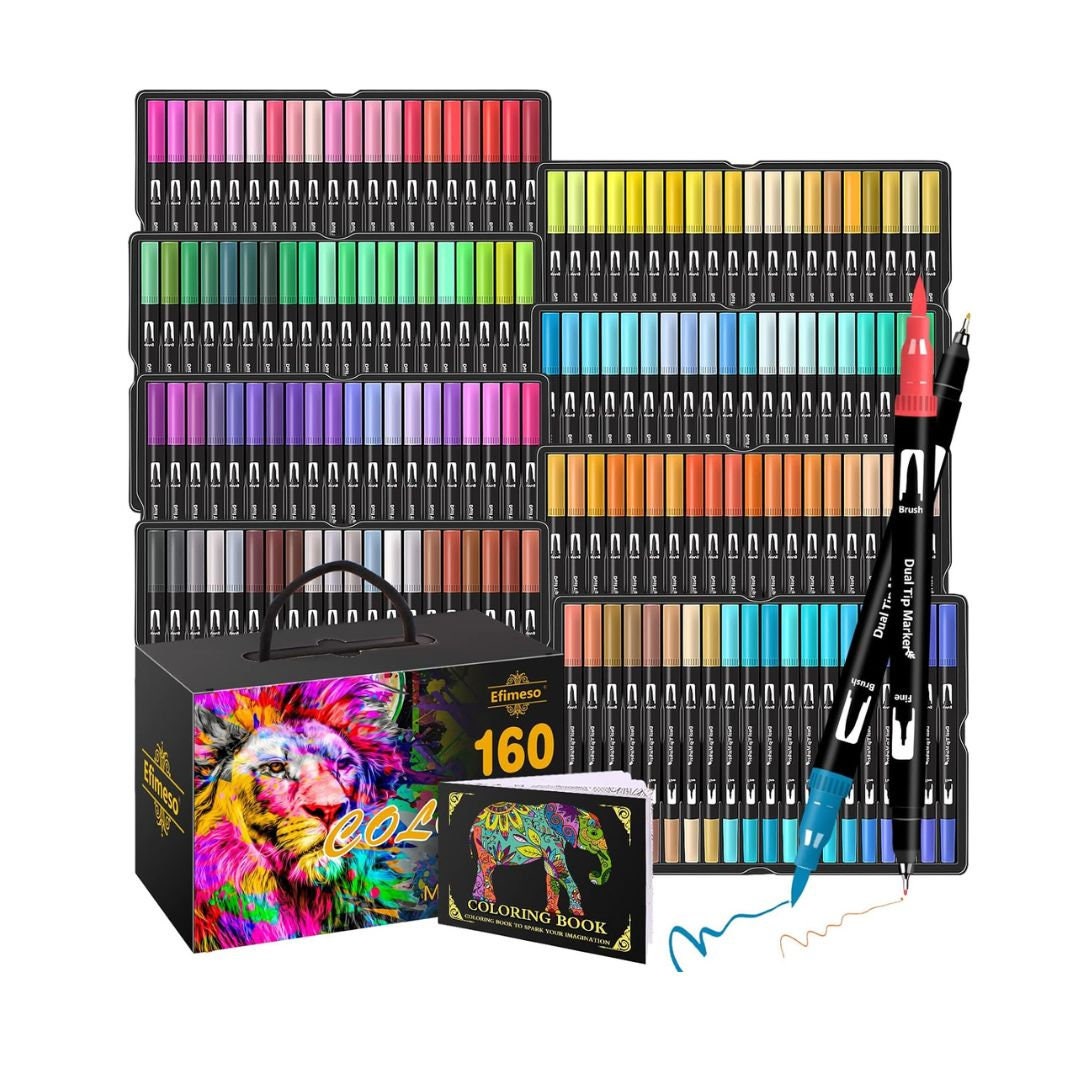 Milo 24 Art Marker Set Dual Tip Artist Markers | Brush Tip and Chisel Tip | Alcohol Based Coloring Markers | Includes Marker Storage Box