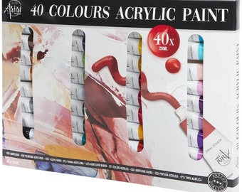 XXL 40 kleuren acrylverf, acrylverftubes, verf voor kunstenaars, enorme kunstset, startpakket voor acrylverf, Moederdagcadeau, verven
