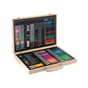 Aanpasbare kleur- en verfset voor kinderen in houten opbergkoffer, kunstdozen, Amerikaanse editie kunstset, doos kunstbenodigdheden, kunstkit kinderen en tieners