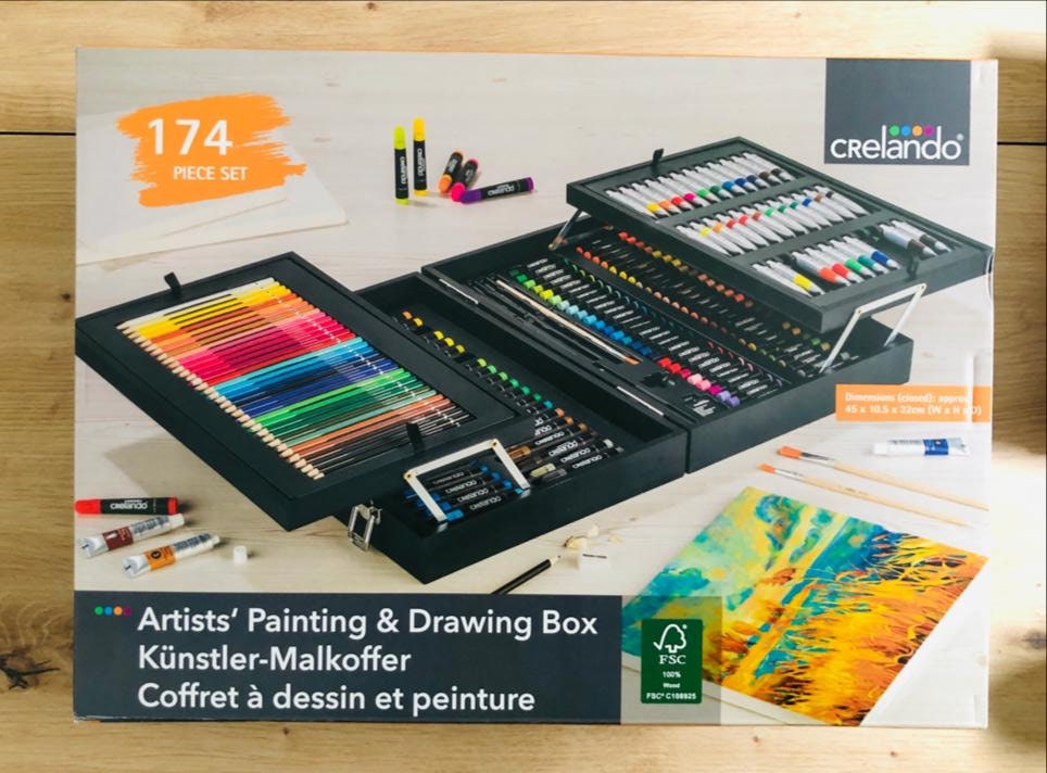 174 Pieces Artists Painting and Drawing Set With Beautiful Black Wood Carry  Case,us Edition Paint Set,artists Tools,art Supplies Kit for All 