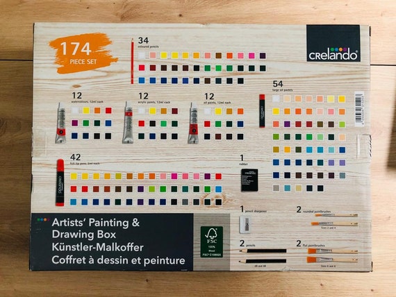 174-piece Art Set: Wood Carry Case, Painting & Drawing Supplies - Etsy