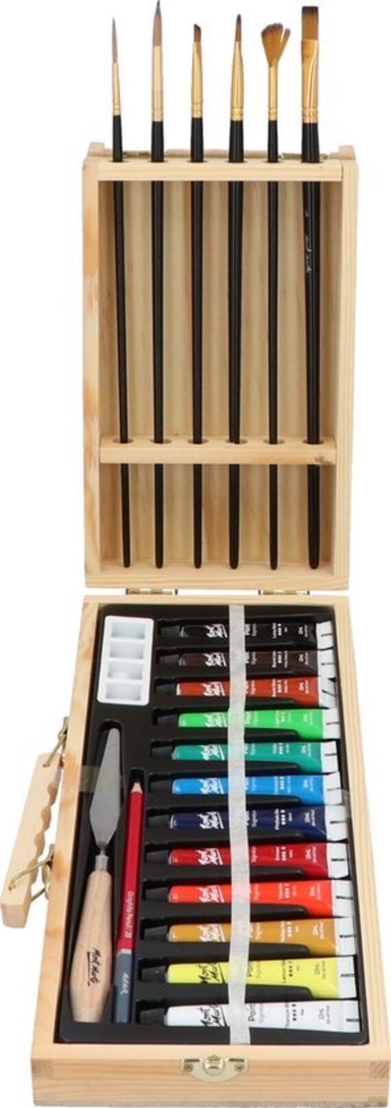 23 Pcs Professional Acrylic Paint Set in Wooden Storage Carry Case, Art  Gift Set, Painter Starter Set, Easel, Brush and Paints With Storage 