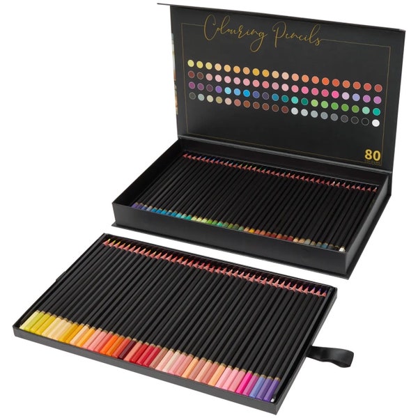 80 crayons de couleur professionnels, grand lot de crayons de couleur, crayons de couleur, crayons de couleur pour adultes et enfants, crayons de couleur avec rangement